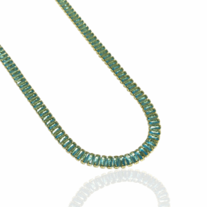 Choker Riviera Baguete Azul Banho a Ouro 18k