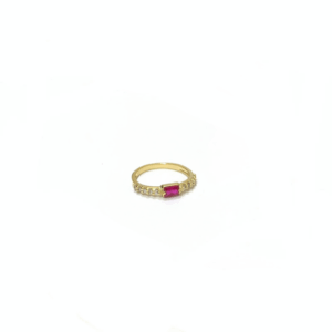 Anél (16) Cristal Rosa Zircônia Banho a Ouro 18k