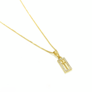 Colar Religioso Design Cruz Cravejada Banho a Ouro 18k