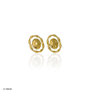 BRINCO ORGANICO DESIGN OVAL BANHO A OURO 18K