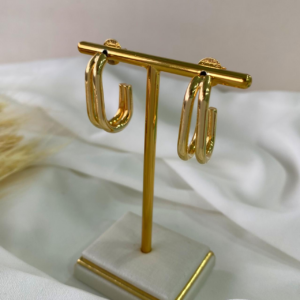 Brinco 2 Fios Liso Banho a Ouro 18k