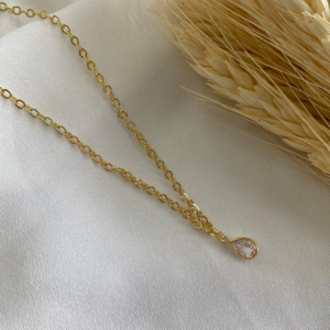 COLAR GOTA PONTO DE LUZ CRISTAL BANHO A OURO 18K